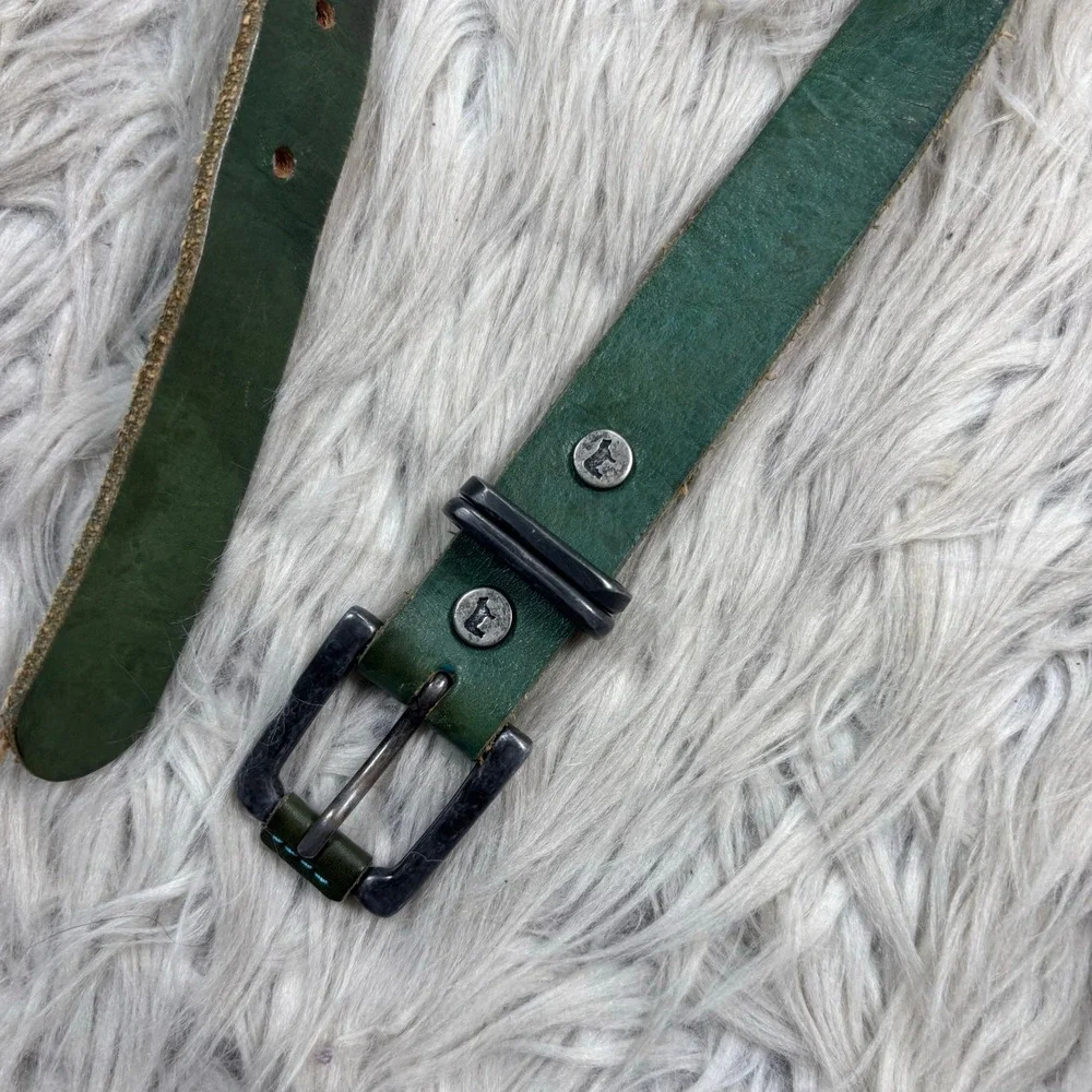 Will Leather Goods Women's L Green Leather Waist Belt Artsy Boho Artsy